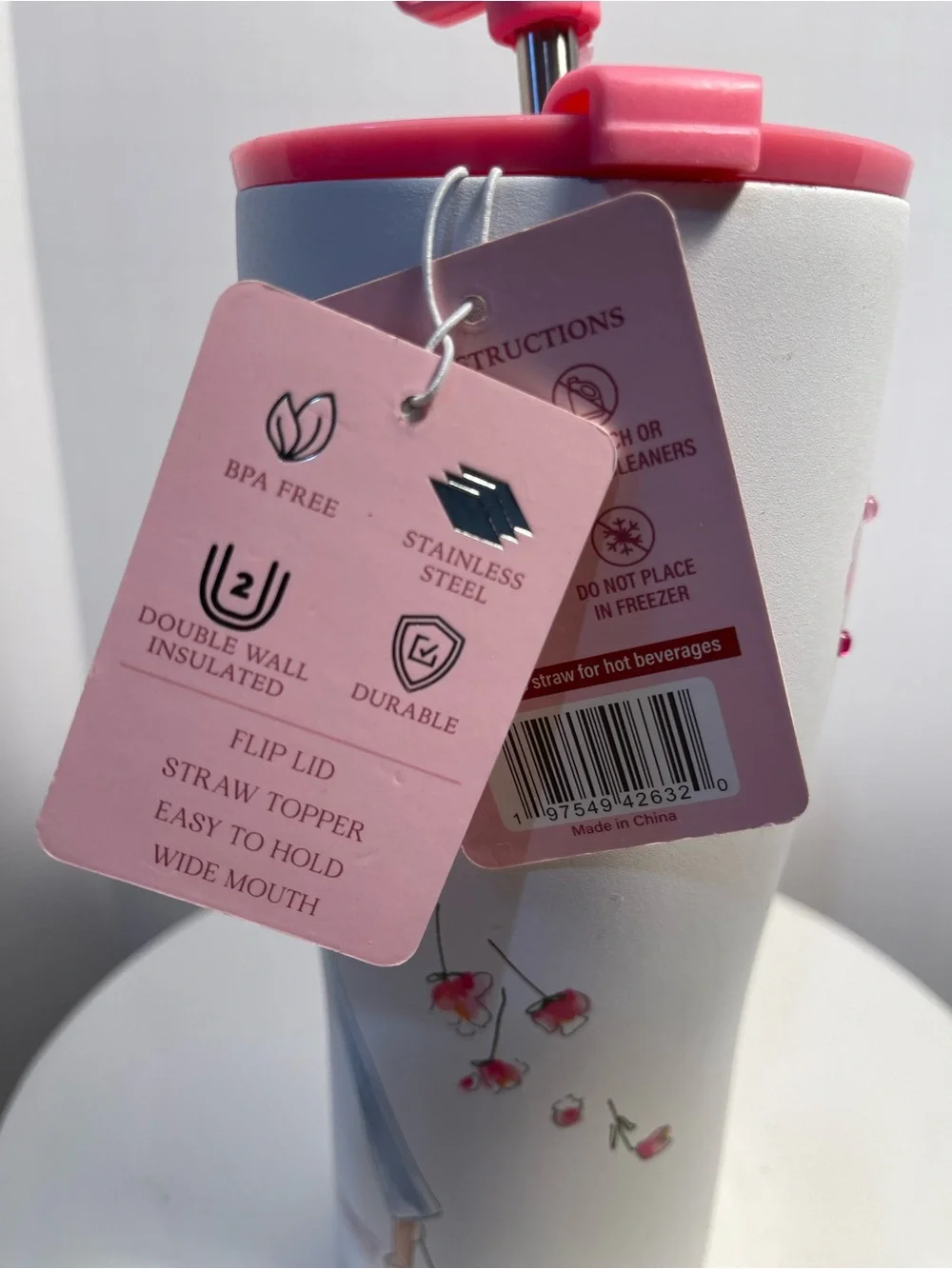 Wellness 20oz Stainless Steel Insulated Tumbler Girl w/Bouquet - NWT **